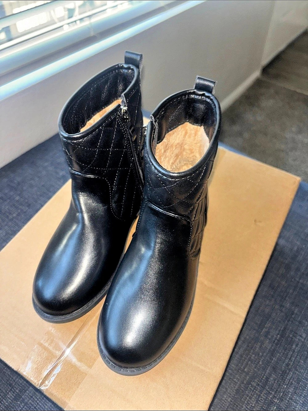 Black Quilted Ankle Boots